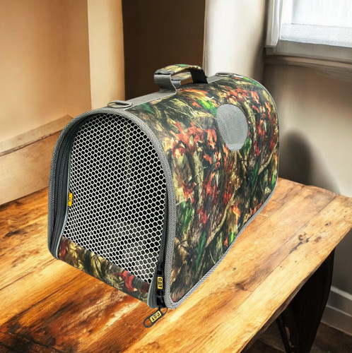 Canvas Pet Carrier Bag with Shoulder Strap – Autumn Leaves Design