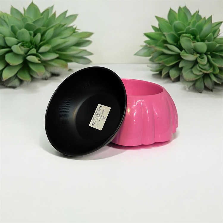 Plastic Pet Feeding Bowl with Stainless Steel Liner – Flower Shape