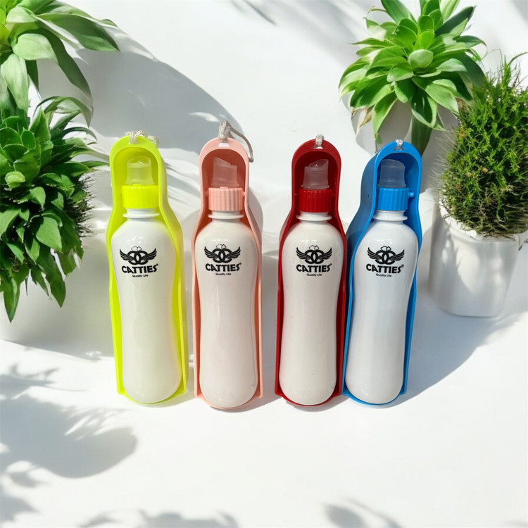Portable Pet Water Bottle with Attached Drinking Bowl