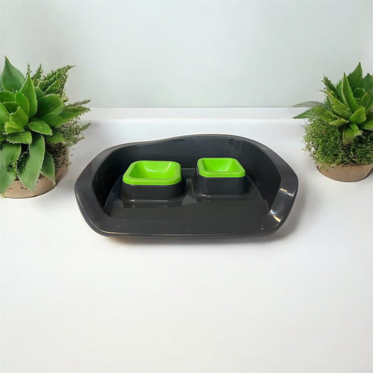 Double Pet Bowl with Tray
