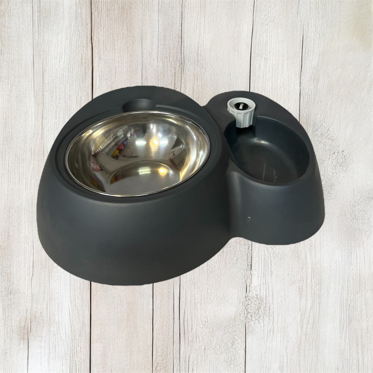 Double Pet Feeder with Water Dispenser and Stainless Steel Bowls