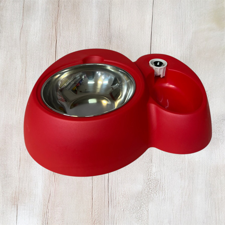 Double Pet Feeder with Water Dispenser and Stainless Steel Bowls