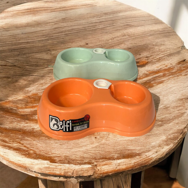 Belfy Double Pet Feeder with Water Dispenser for Dogs and Cats