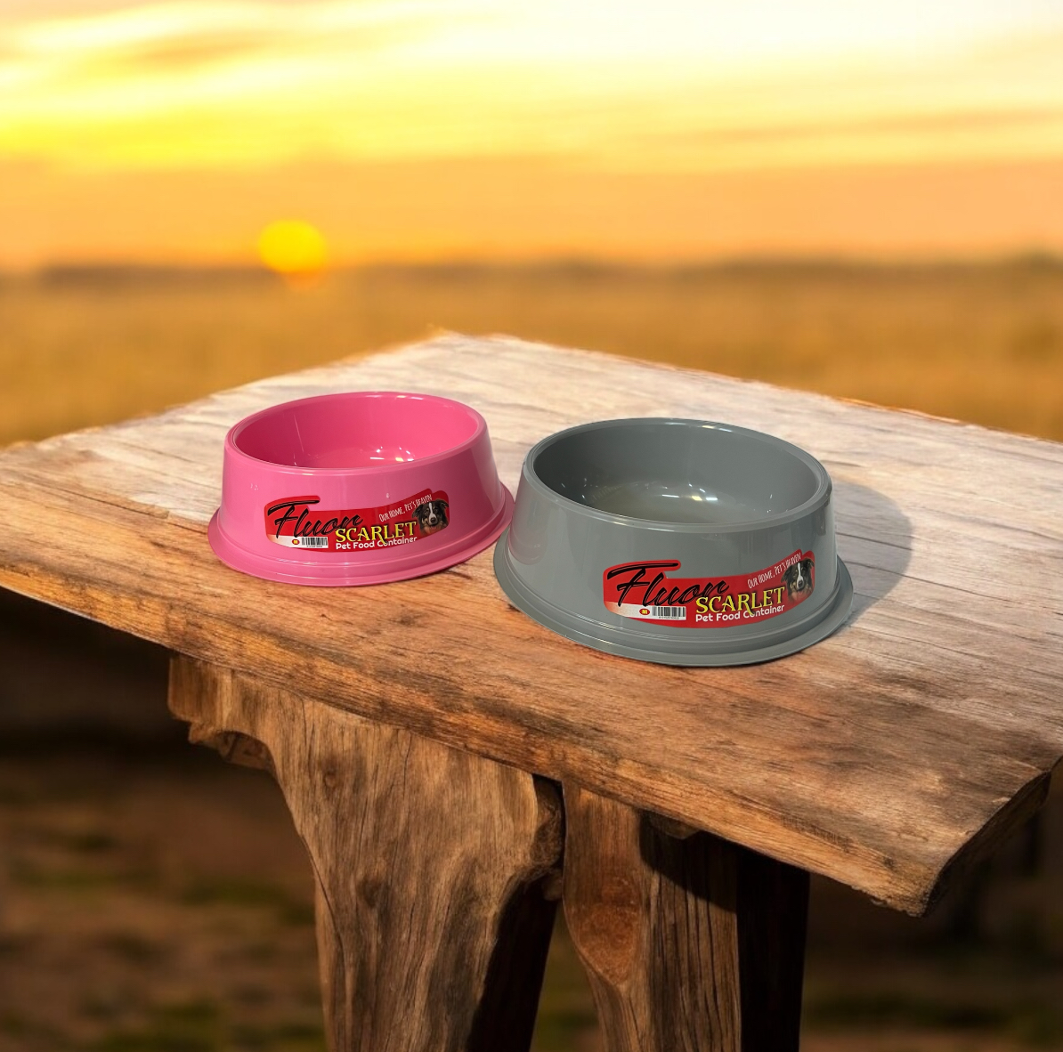 Scarlet Plastic Food and Water Bowl for Small Dogs