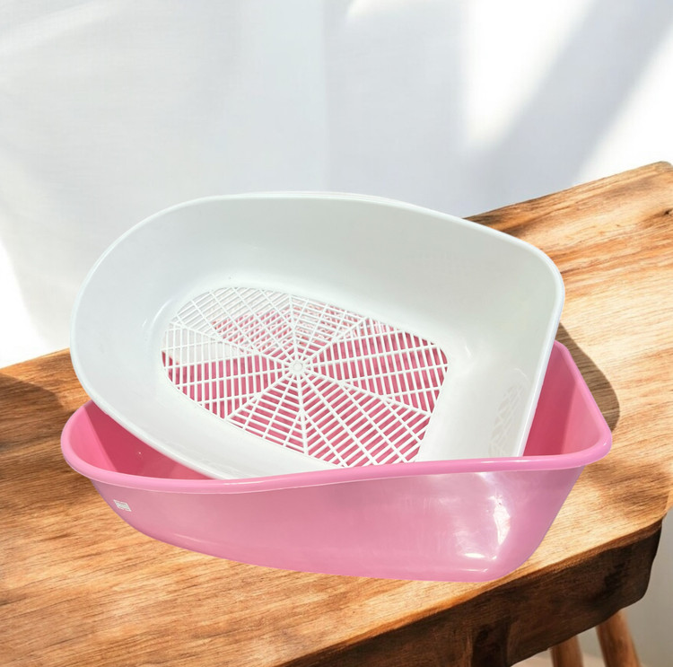 Open Cat Litter Box with Sifting Tray