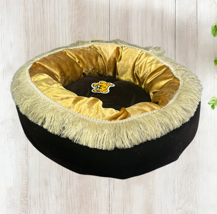 Luxury Velvet Round Pet Bed for Dogs & Cats