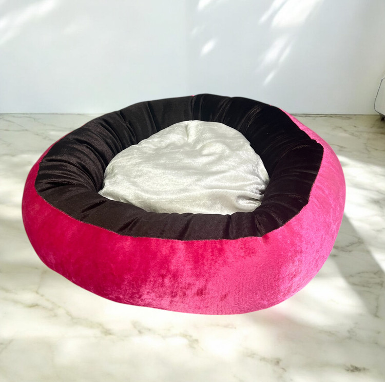 Velvet Round Cushion Pet Bed for Dogs & Cats