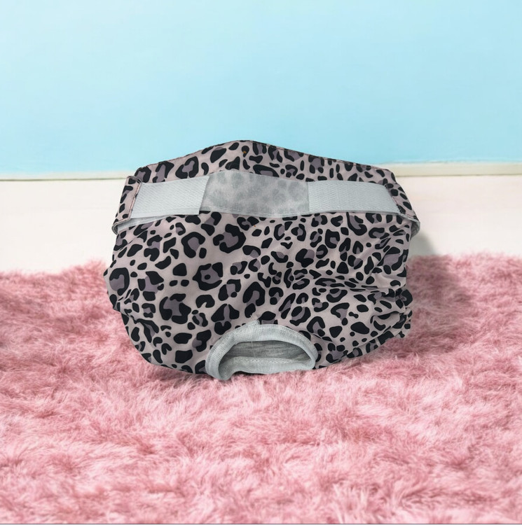 Washable Leopard Print Dog Panties – Reusable Sanitary Diaper for Female Dogs