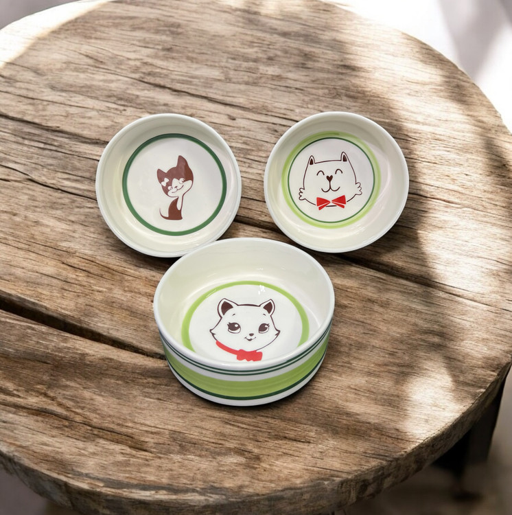 Patterned Ceramic Food & Water Bowl for Small Dogs