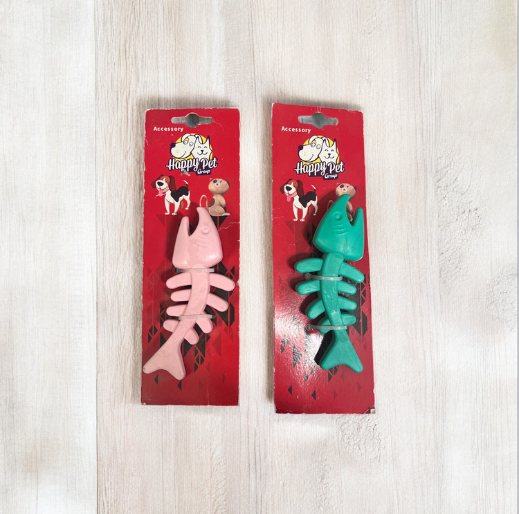 Durable Plastic Fish Bone Chew Toy for Dogs