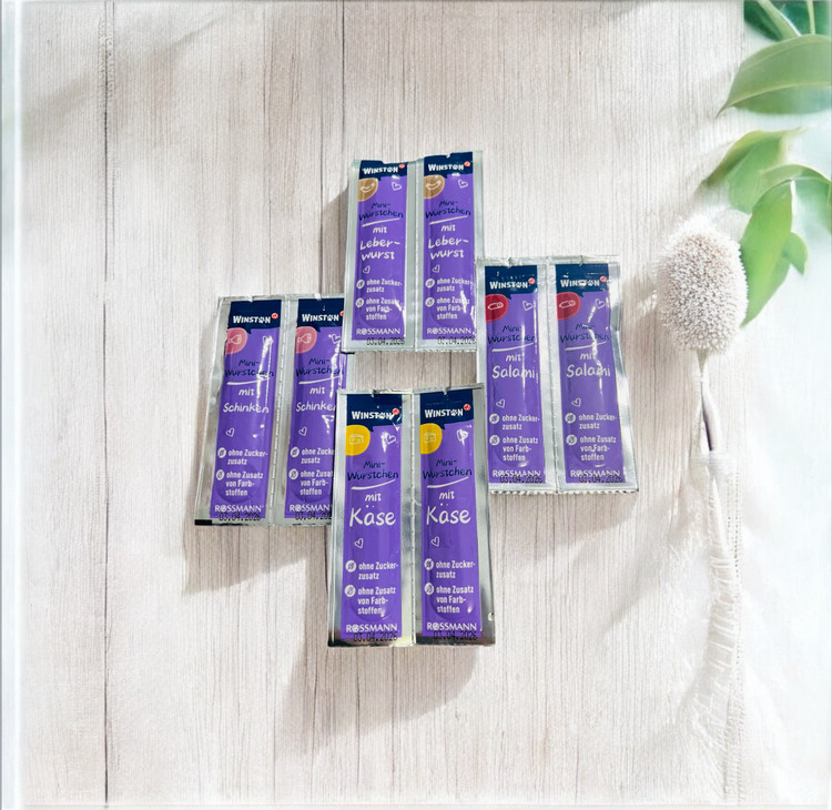 Winston Mini Würstchen Cat Treats – Mixed Flavors (Salami, Ham, Liver Sausage & Cheese)