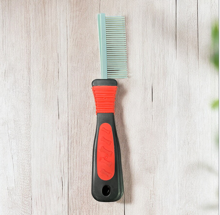 Stainless Steel Dematting Comb with Plastic Handle for Dogs and Cats