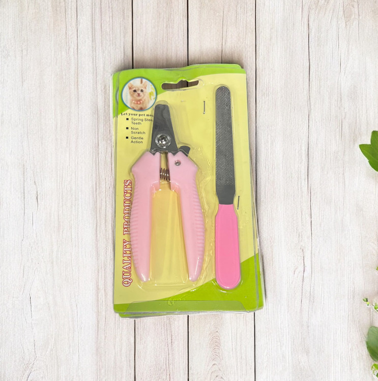 Scissor-Style Pet Nail Clipper with Nail File for Dogs and Cats