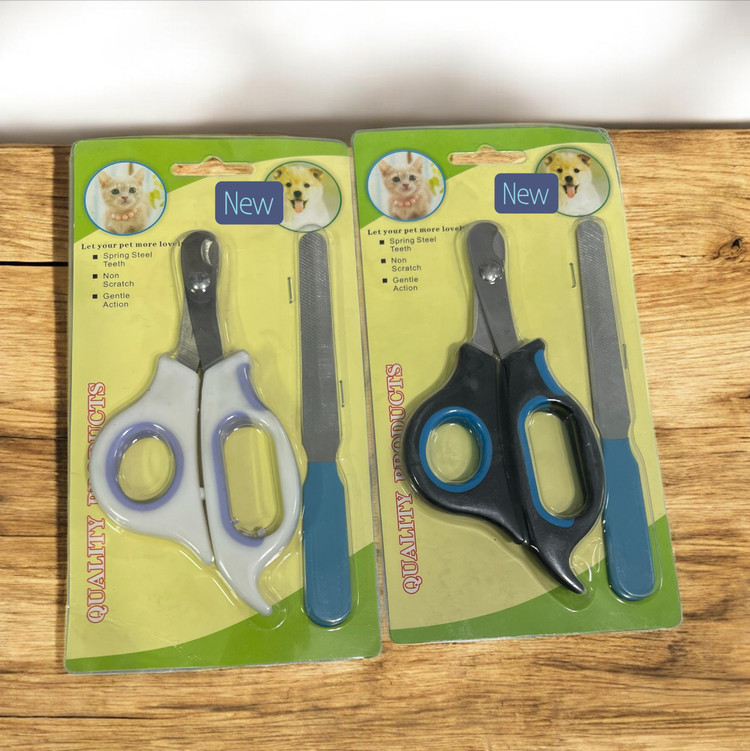 Scissor-Type Pet Nail Clipper with Nail File for Dogs & Cats