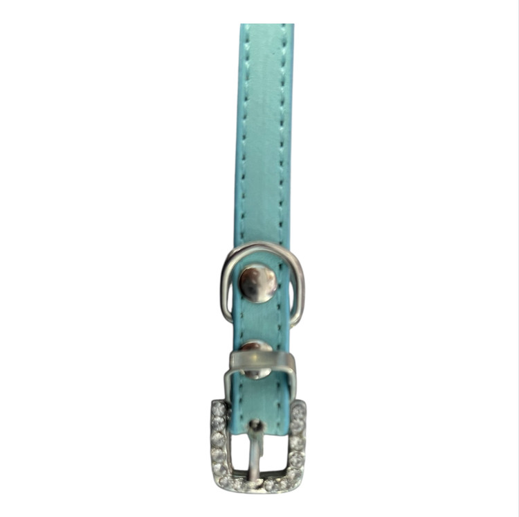 Artificial Leather Rhinestone Bone Collar with Crystal Buckle for Small Dogs