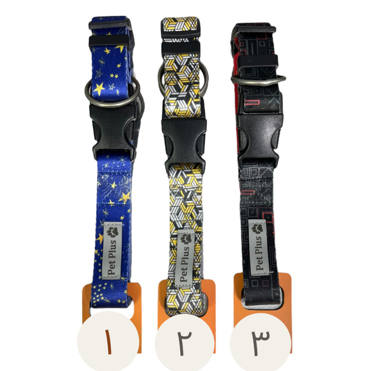 Pet Plus Printed Nylon Fabric Collar for Medium Dogs