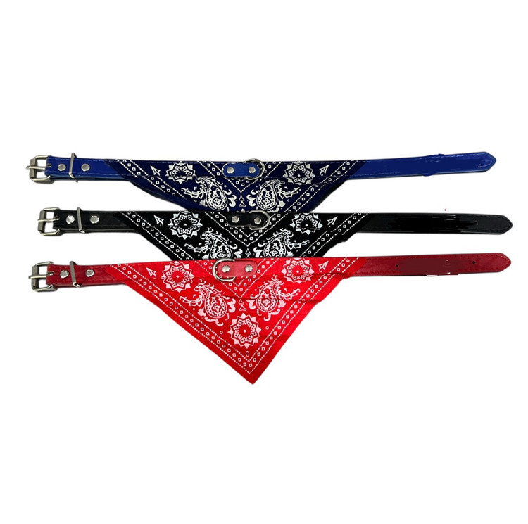 Artificial Leather Collar with Bandana for Small Dogs