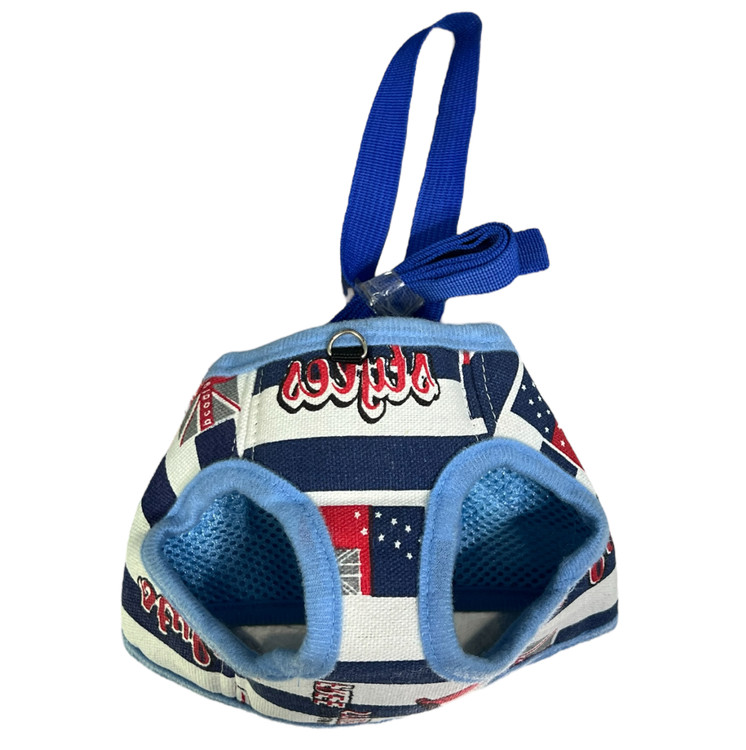 Cotton Vest Harness with Breathable Lining –Flag Design for Small Dogs