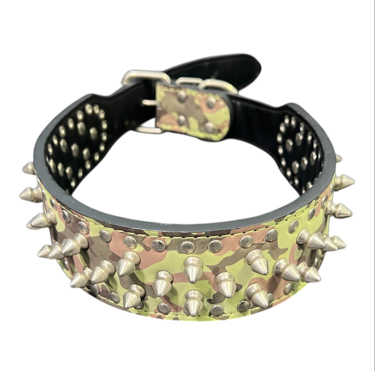 Spiked Faux Leather Dog Collar for Large Breeds