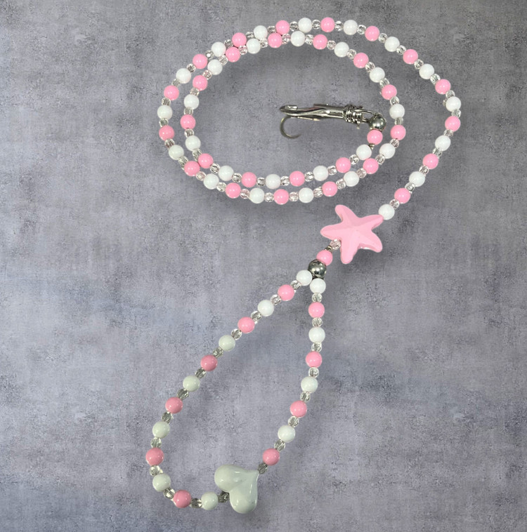 White & Pink Pearl Pet Leash for Dogs and Cats