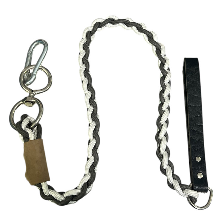 Braided Rope Dog Leash with Leather Handle & Stainless Steel Hardware – For Large Breeds