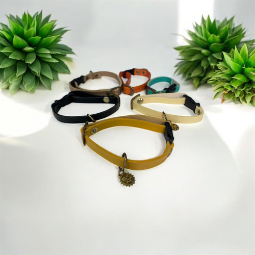 Colored Faux Leather Adjustable Pet Collar