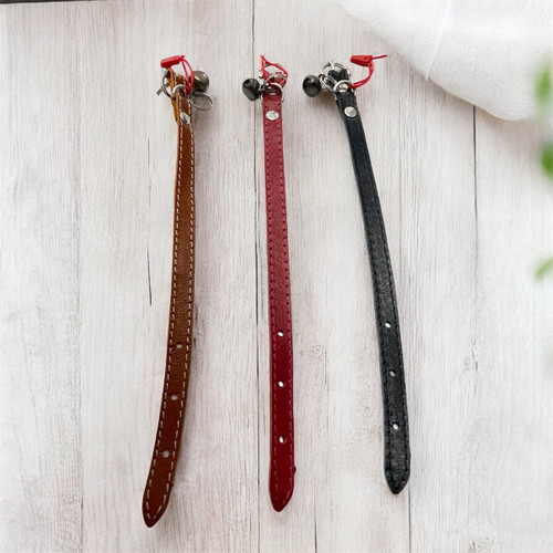 Natural Leather Collar with Bell for Cats & Dogs
