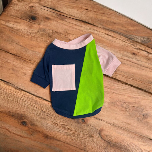 Patchwork Cotton T-Shirt with Sleeves for Small Breed Dogs