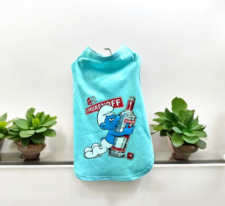 Smurfs Printed Cotton Sleeveless Dog Shirt