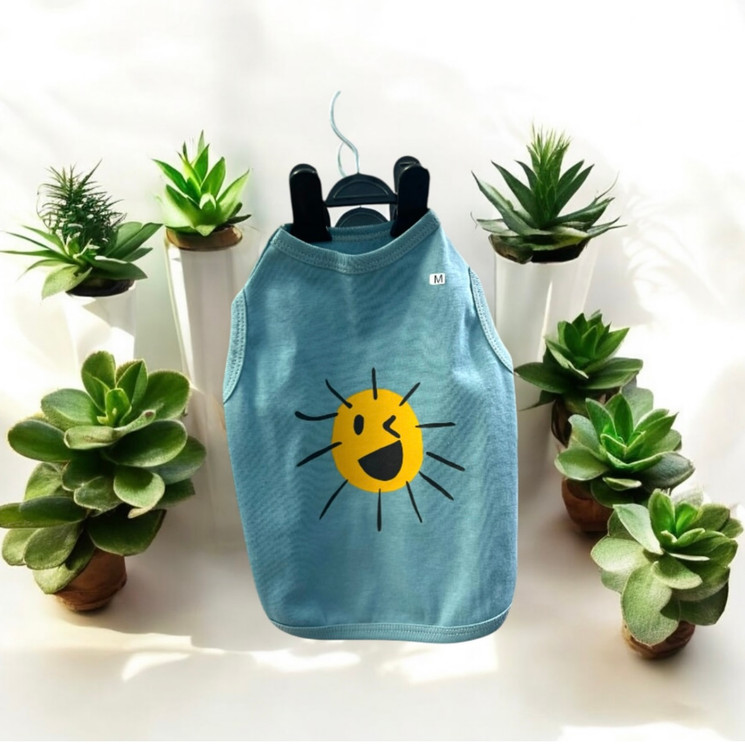 Cotton Sleeveless Sun Print Dog Shirt