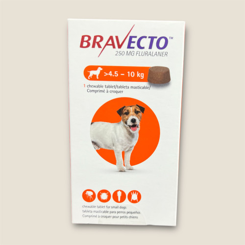 Bravecto 250 mg Chewable Tablet for Dogs 4.5–10 kg