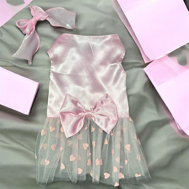 Satin Dress with Lace Skirt for Small Dogs & Cats