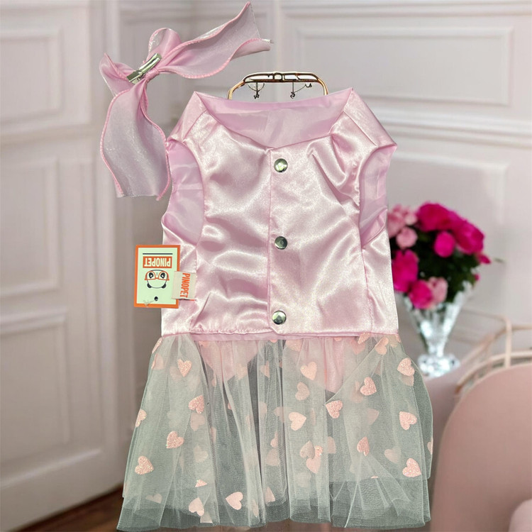 Satin Dress with Lace Skirt for Small Dogs & Cats