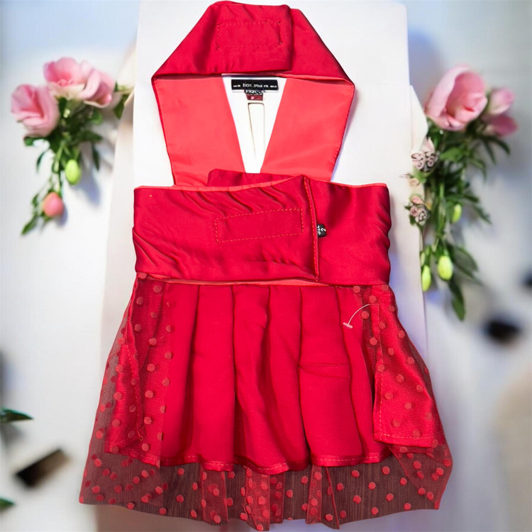 Satin Pinafore Dress with Lace Skirt for Small Dogs &Cats