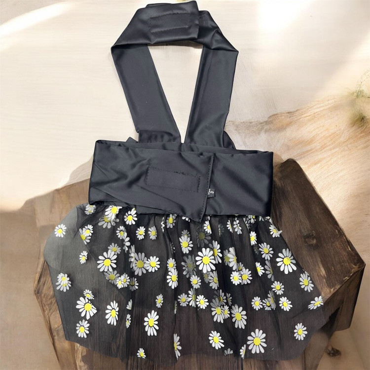 Satin Pinafore Dress with Lace Skirt for Small Dog