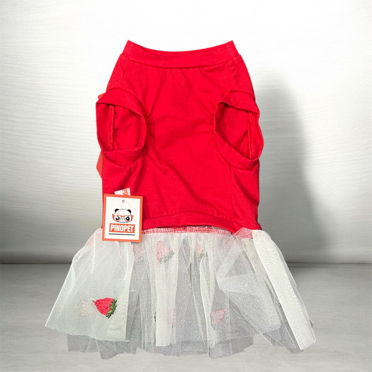 Cotton Dress with Lace Skirt for Small Dogs & Cats