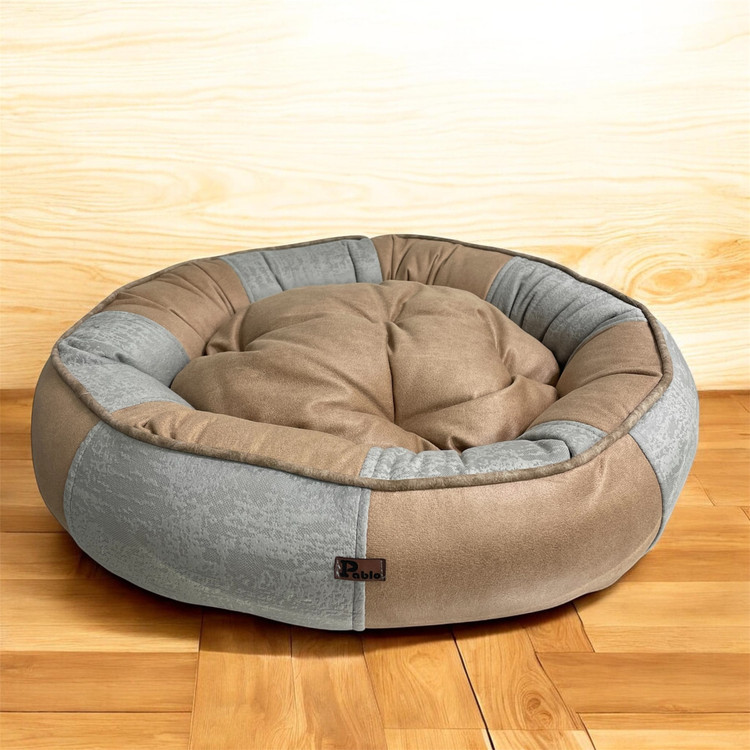 Round Velvet Patchwork Pet Mattress